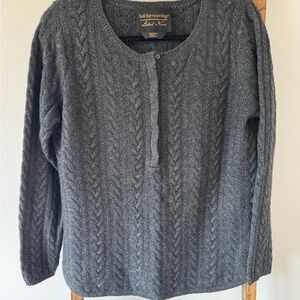 Soft Surroundings Women's Cashmere Gray Cable Knit Sweater